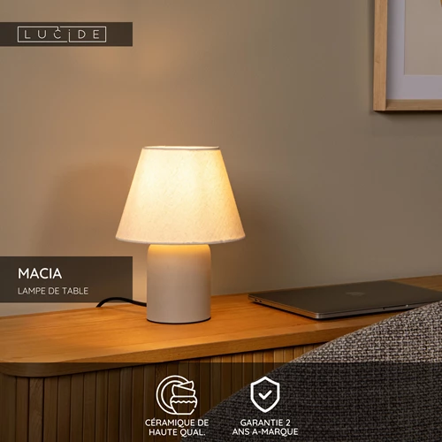 Lucide MACIA - Lampe de table - 1xE14 - Crème - USP